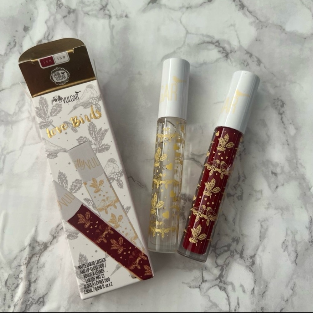 pretty vulgar love birds matte liquid lipstick and lip gloss duo 158 159 Aug sal